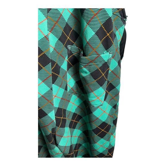 Shinesty Green & Black FrenchTerry Cloth Plaid‎ Overalls Size XL 90s Vibes - Picture 6 of 15